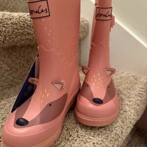 JOULES Pink Hedgehog Rainboots Size 11 Child